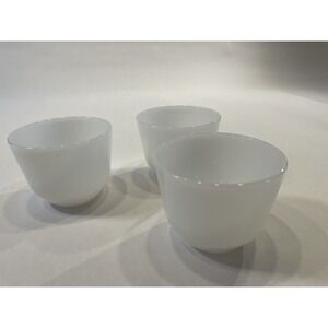 Set of 3 Vintage Fire-King  Custard Cups 6 oz White Milk Glass Small Bowl